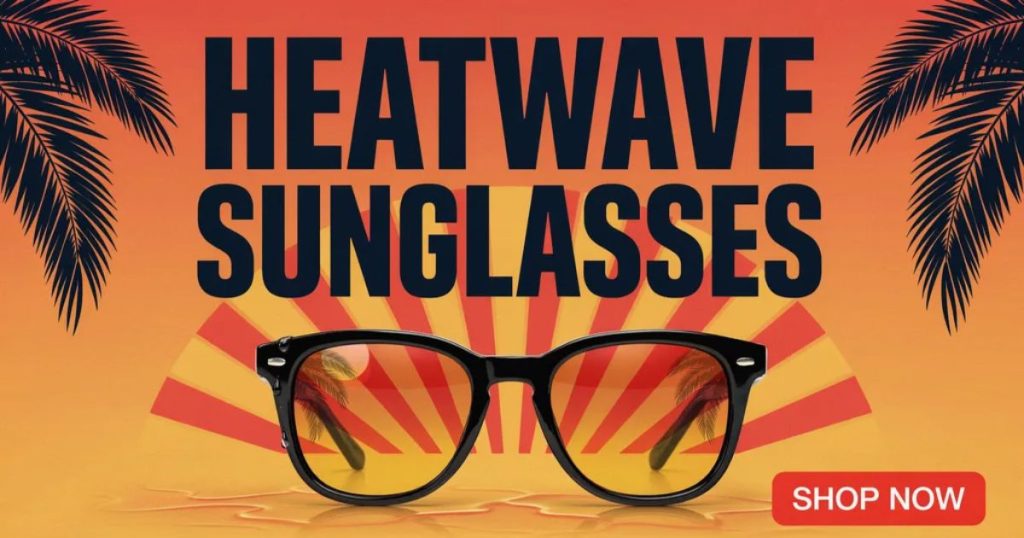 Close-up view of black Heatwave Sunglasses with polarized lenses.